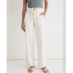 Madewell The Perfect Vintage Wide-Leg Jean Off-White Contrast Stitch Size 27